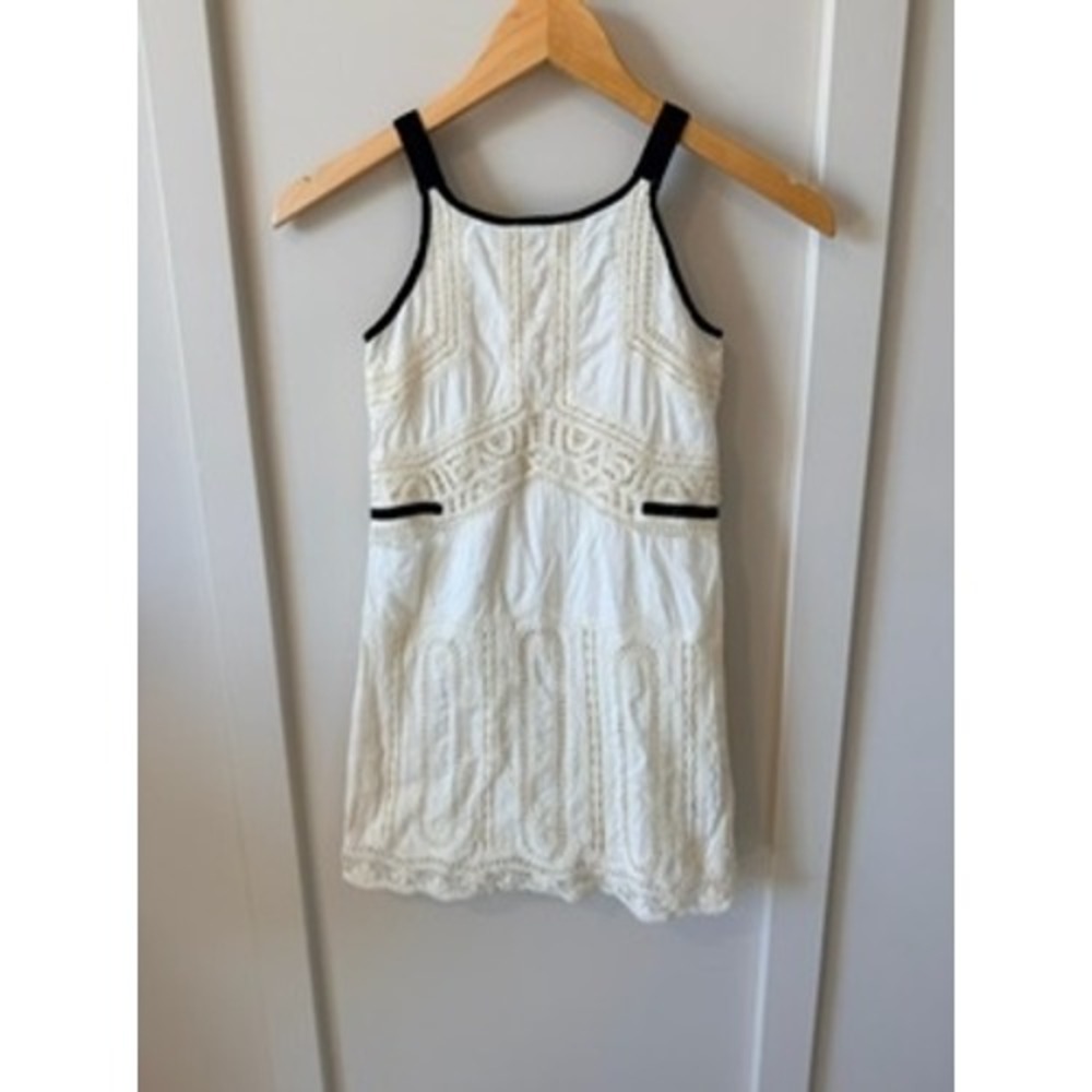 Reiss Kids Cream Lace Embroidered Sleeveless Dress Cotton Linen Blend Size 7-8Y
